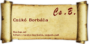 Csikó Borbála névjegykártya